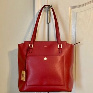 Red Ralph Lauren Leather Handbag